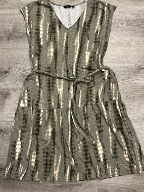 G by Giuliana Olive and Cream V-Neck Tie-Waist Maxi Dress Size XLP